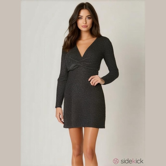 Black Glitter Long Sleeve Dress - Picture 2 of 2